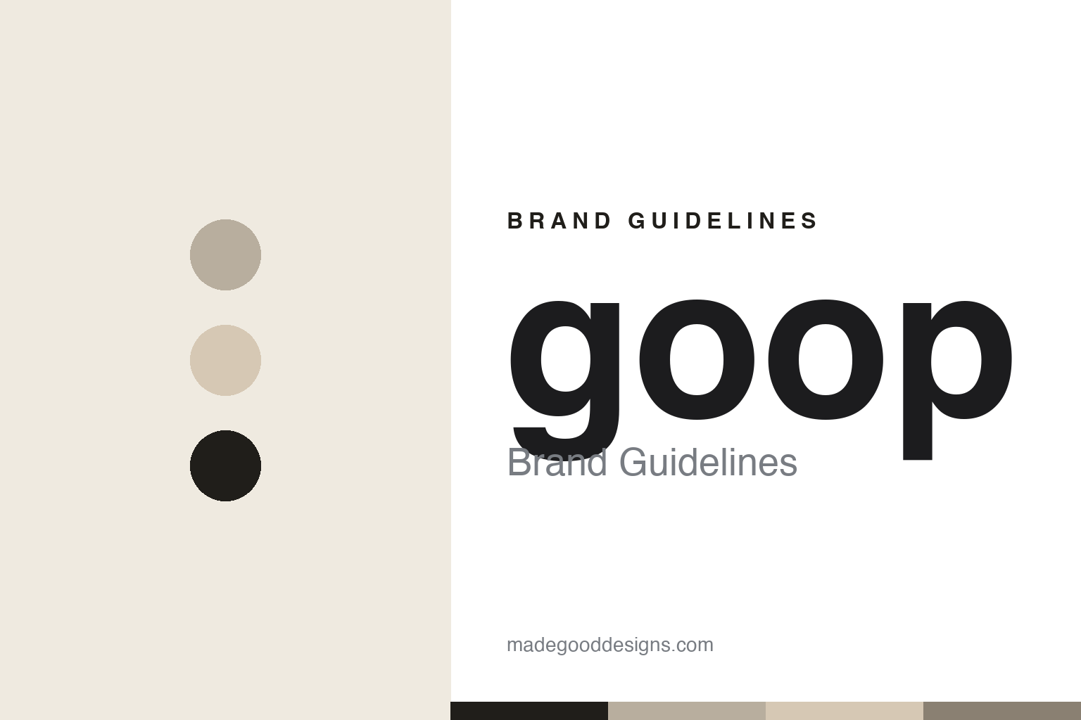 Abstract homage cover for goop brand guidelines — greige, warm-beige and soft-black discs