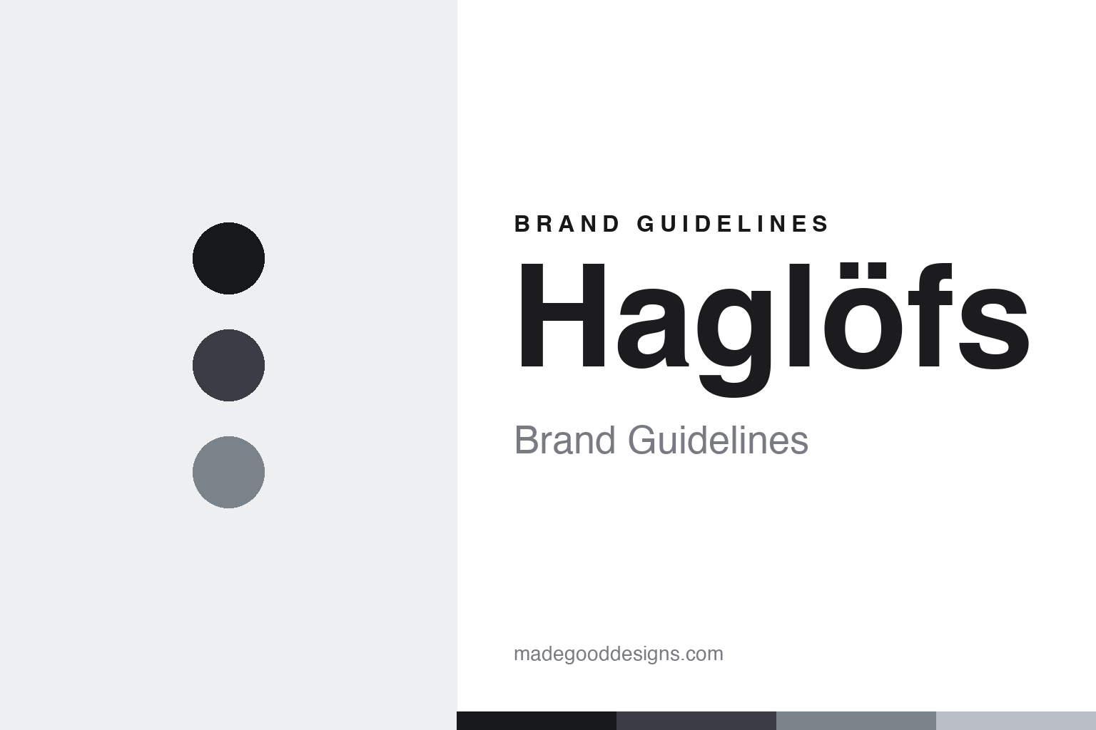 Haglofs brand guidelines cover — abstract monochrome colour-disc homage (not the Haglofs logo)