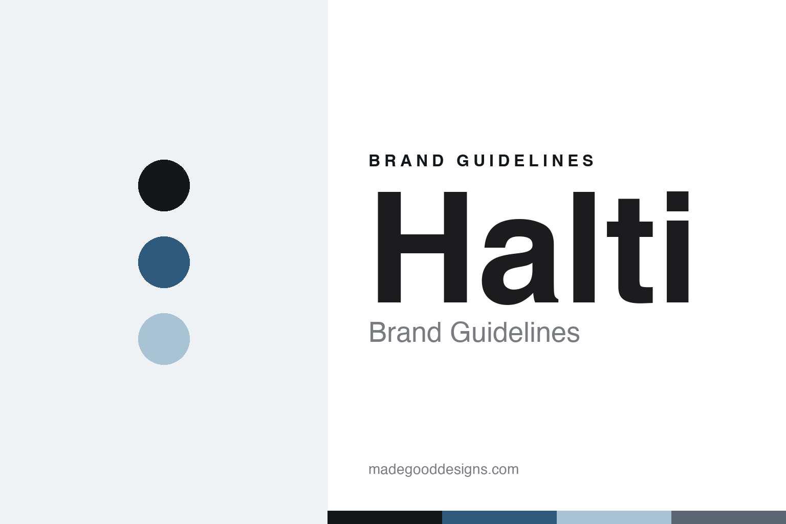 Halti brand guidelines cover — abstract colour-disc homage
