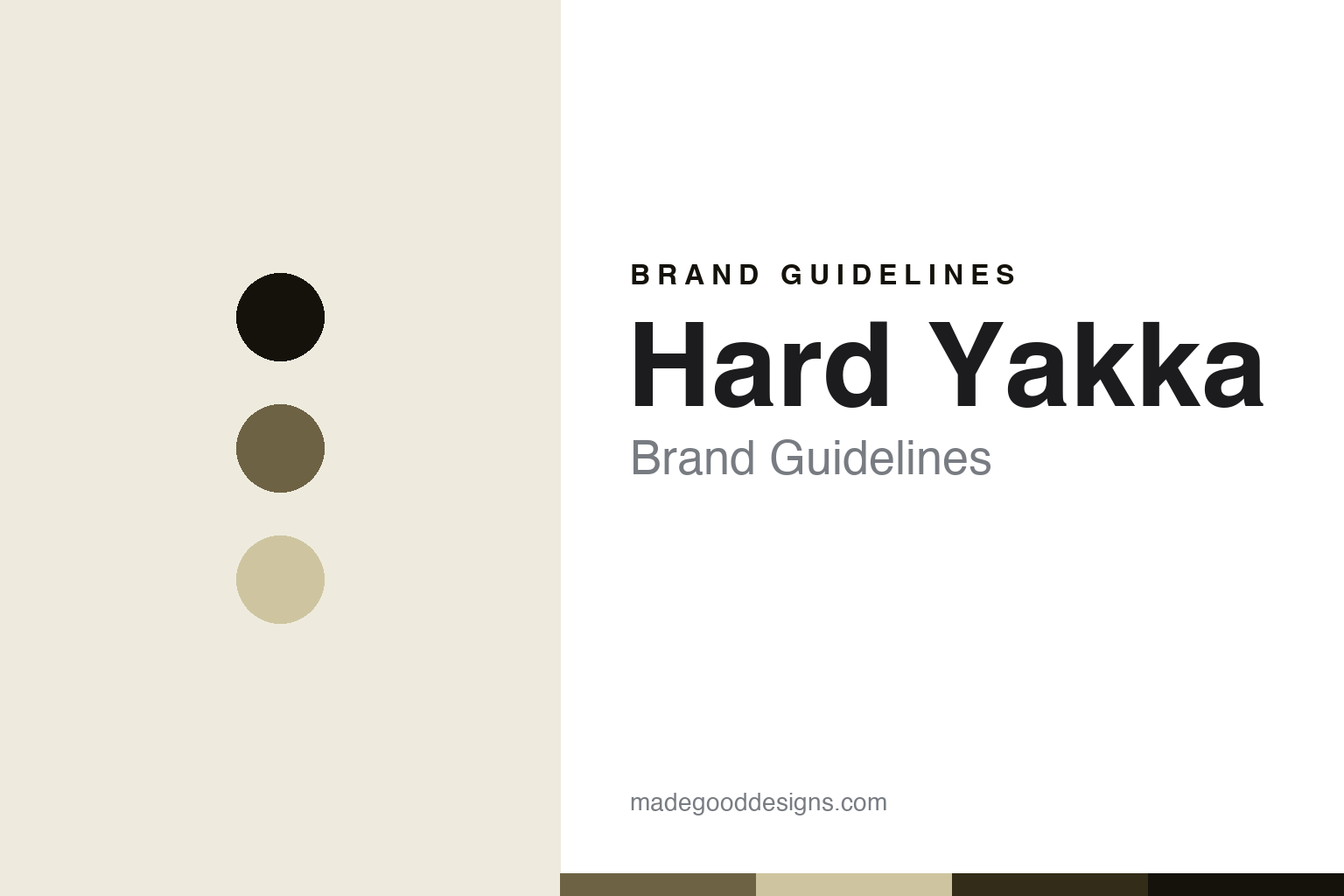 Hard Yakka brand guidelines cover — abstract drill-khaki and sand colour discs and cotton-drill weave texture (homage; not a Hard Yakka garment or logo)