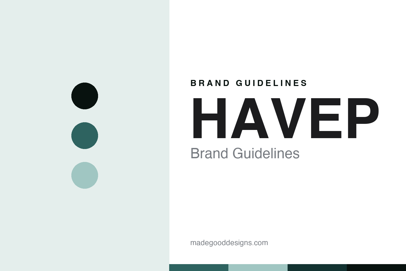 HAVEP brand-guidelines cover — abstract technical-teal and mist colour discs on paper (original homage, no logo, garment or crest).