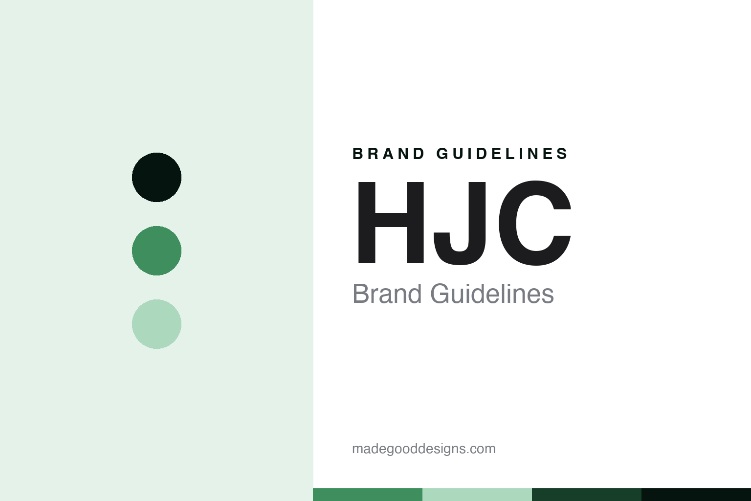 Abstract brand guidelines cover for HJC, green colour discs with a shell and visor texture, an original homage with no helmet or logo.