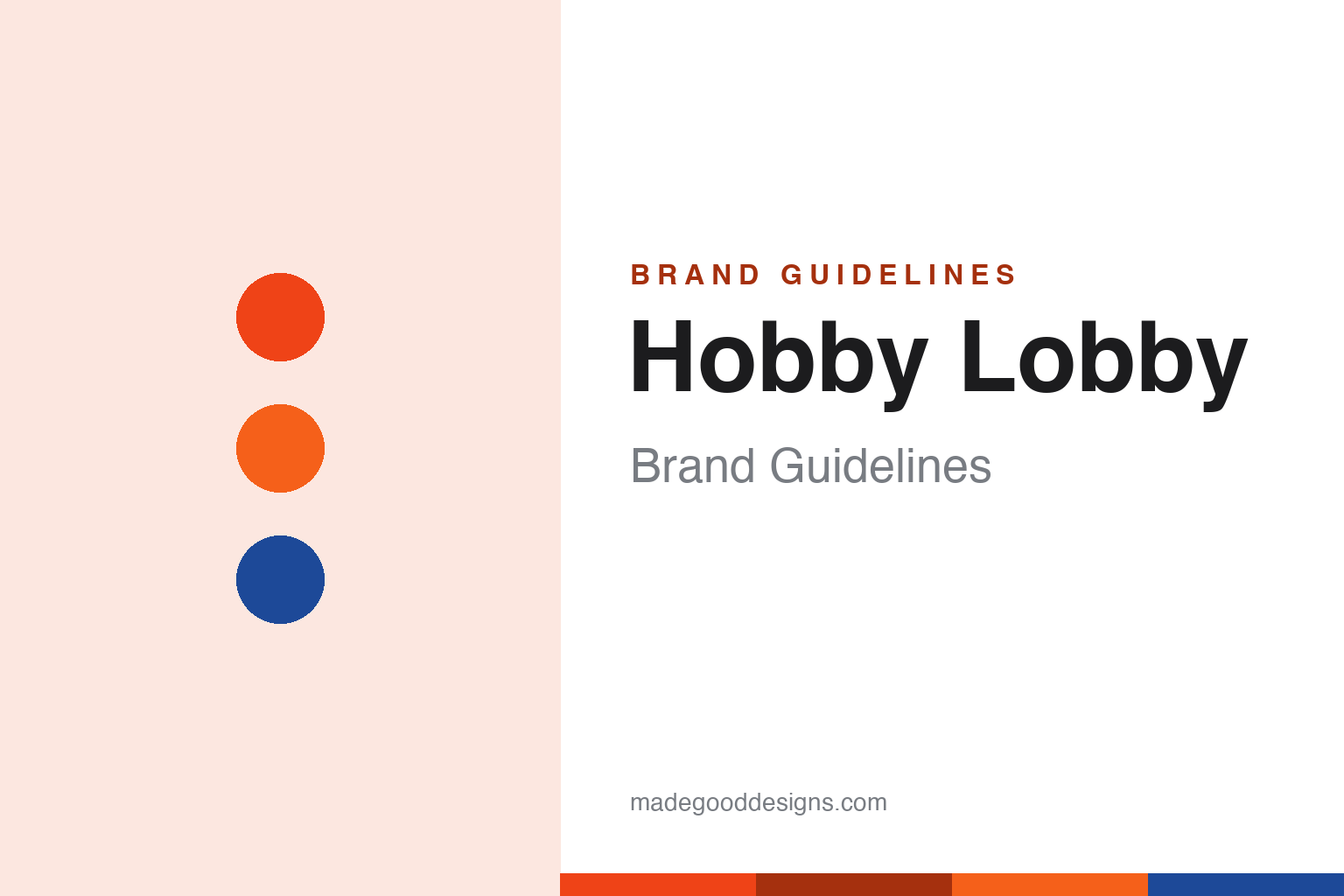 Abstract homage to Hobby Lobby — red-orange discs and colour band, not the Hobby Lobby wordmark