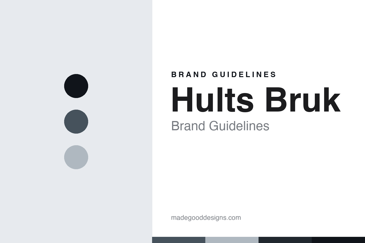 Hults Bruk brand guidelines cover — abstract gunmetal and frost colour discs and forged-steel/wood-grain texture (homage; not a Hults Bruk axe or logo)