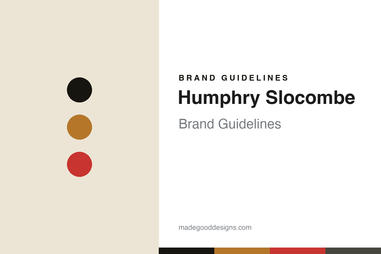 Abstract homage to Humphry Slocombe: irreverent ink-black, bourbon-amber and punch-red discs and swatches (not a Humphry Slocombe logo)