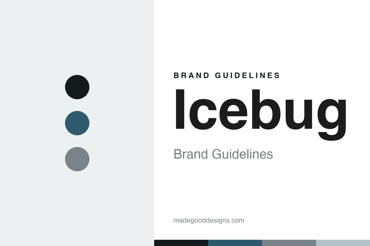 Icebug brand guidelines — abstract colour-disc homage cover (ice blue and steel)