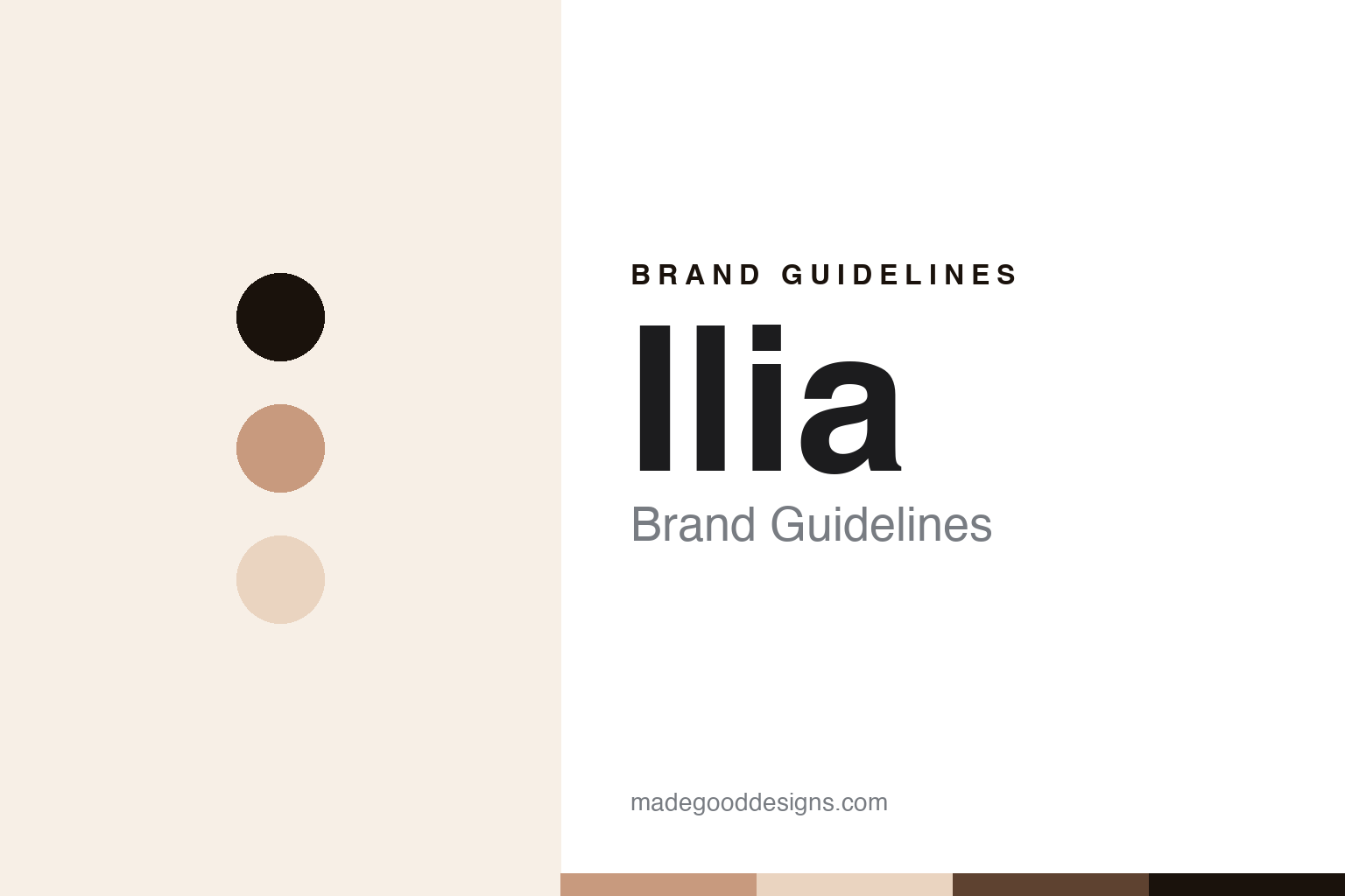 Ilia brand guidelines cover - nude discs and serum-and-skin texture, abstract homage