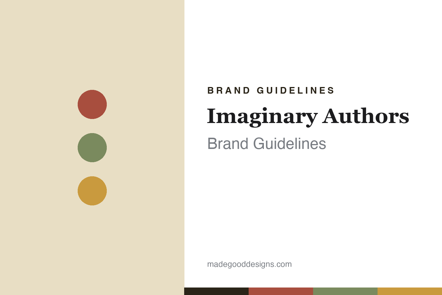 Imaginary Authors brand guidelines — abstract vintage-literary homage cover