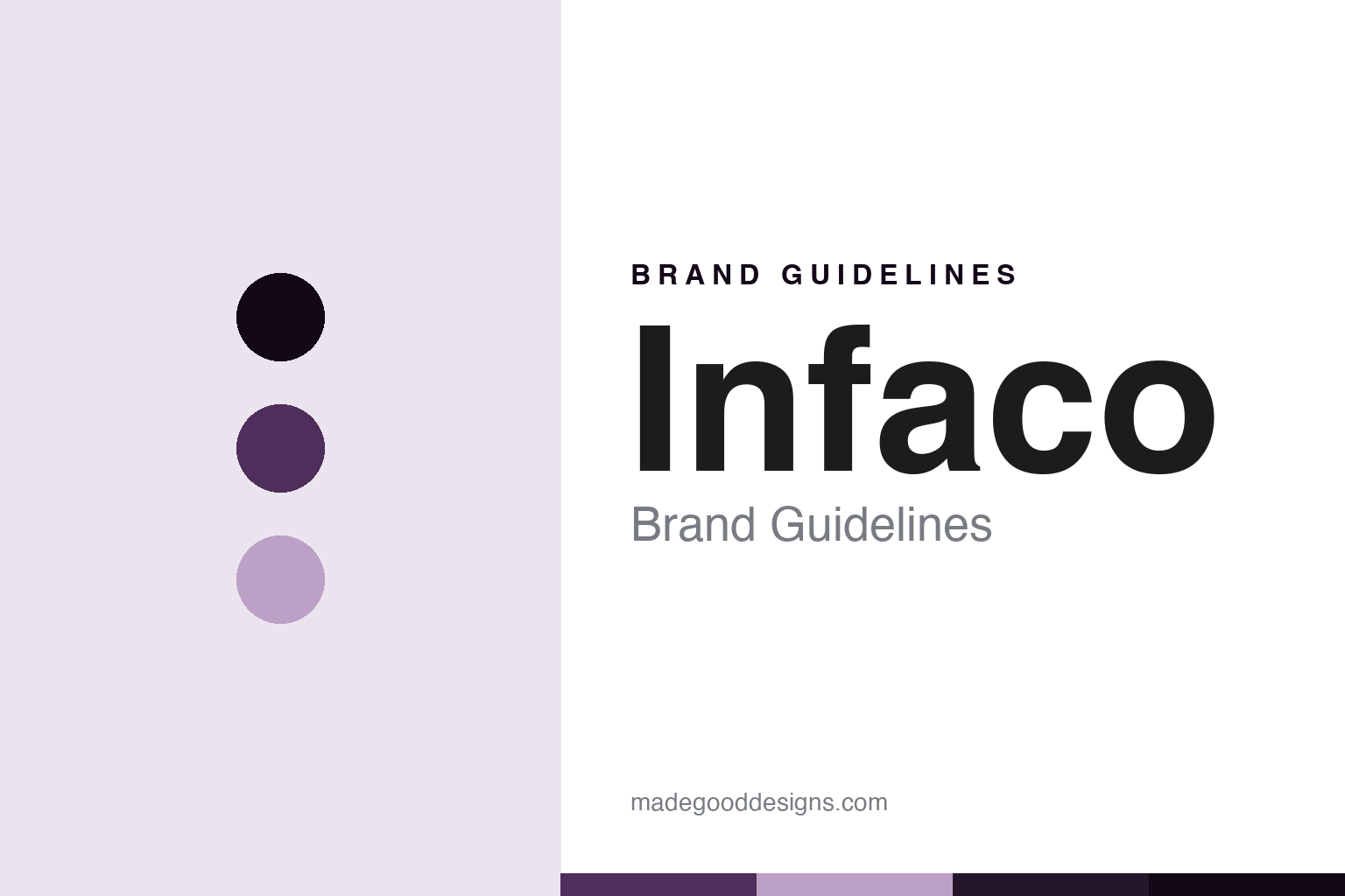 Infaco brand guidelines — abstract homage cover in grape, ink and lilac; not an Infaco product or logo