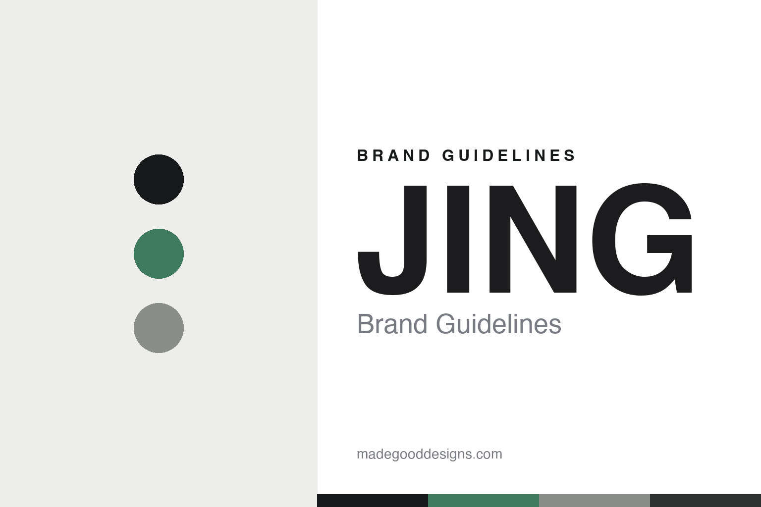Abstract jade-and-stone colour-disc homage to JING's minimalist single-garden tea identity (not the JING packaging)