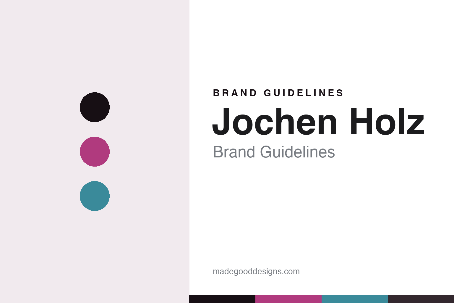 Jochen Holz brand guidelines — abstract magenta-and-aqua homage cover (colour discs and molten-glass texture; not a Jochen Holz asset)