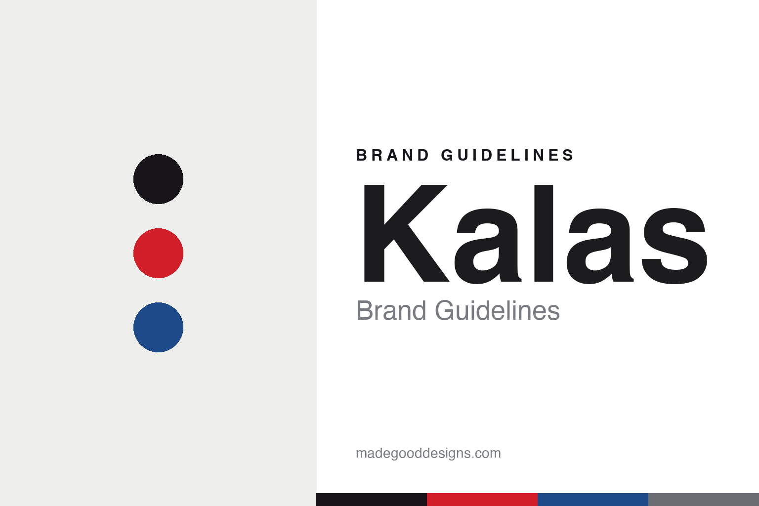 Kalas brand guidelines cover — abstract red-and-blue colour-disc homage (not the Kalas logo)