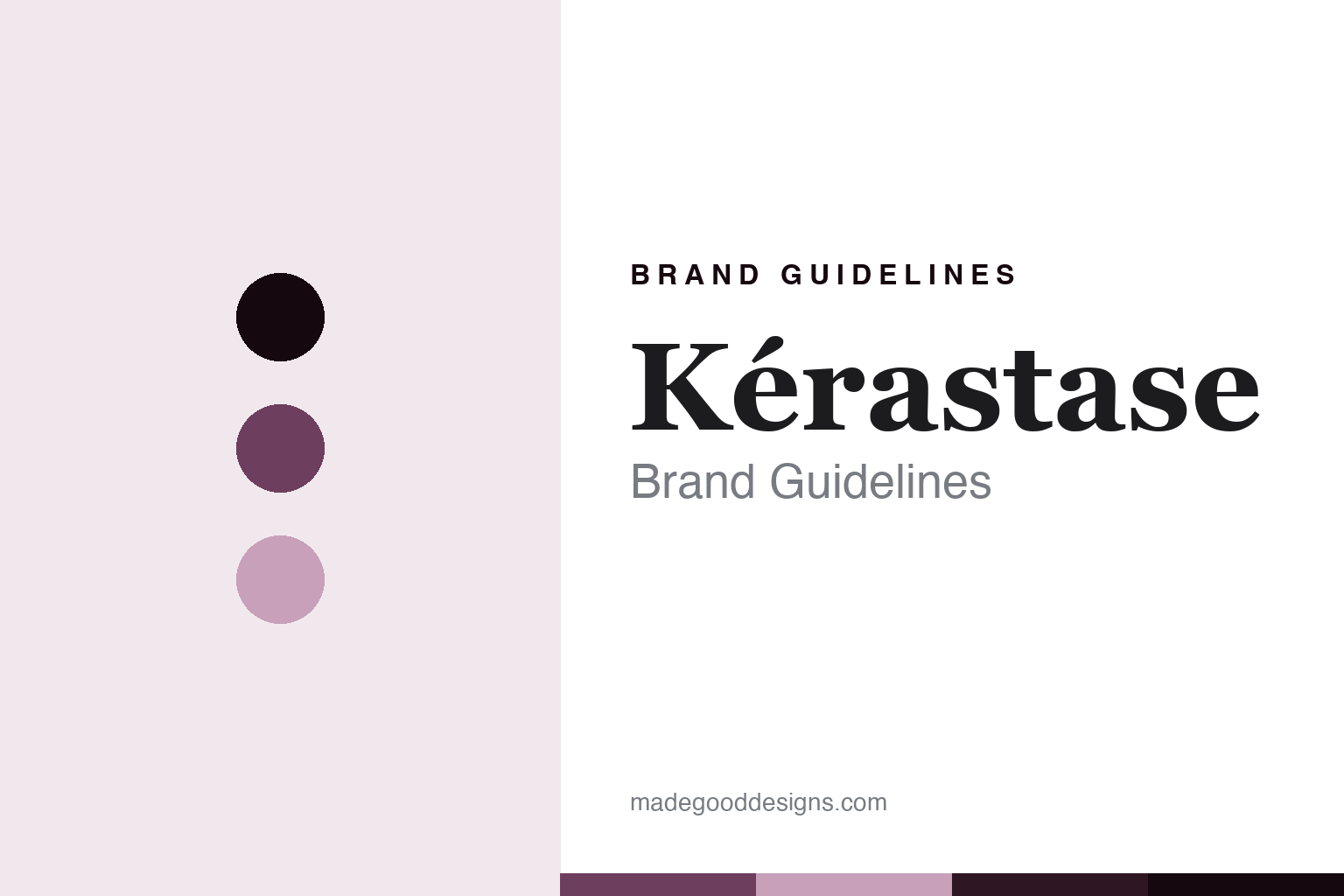 Kerastase brand guidelines cover - aubergine discs and oil-and-ritual texture, abstract homage