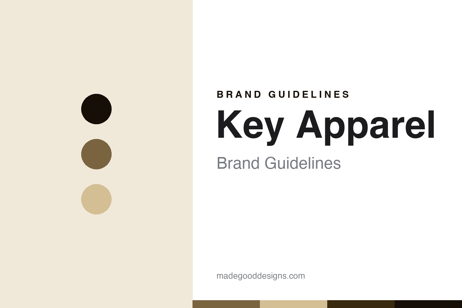 Key Apparel brand-guidelines cover — abstract duck-brown and wheat colour discs on paper (original homage, no logo or garment).