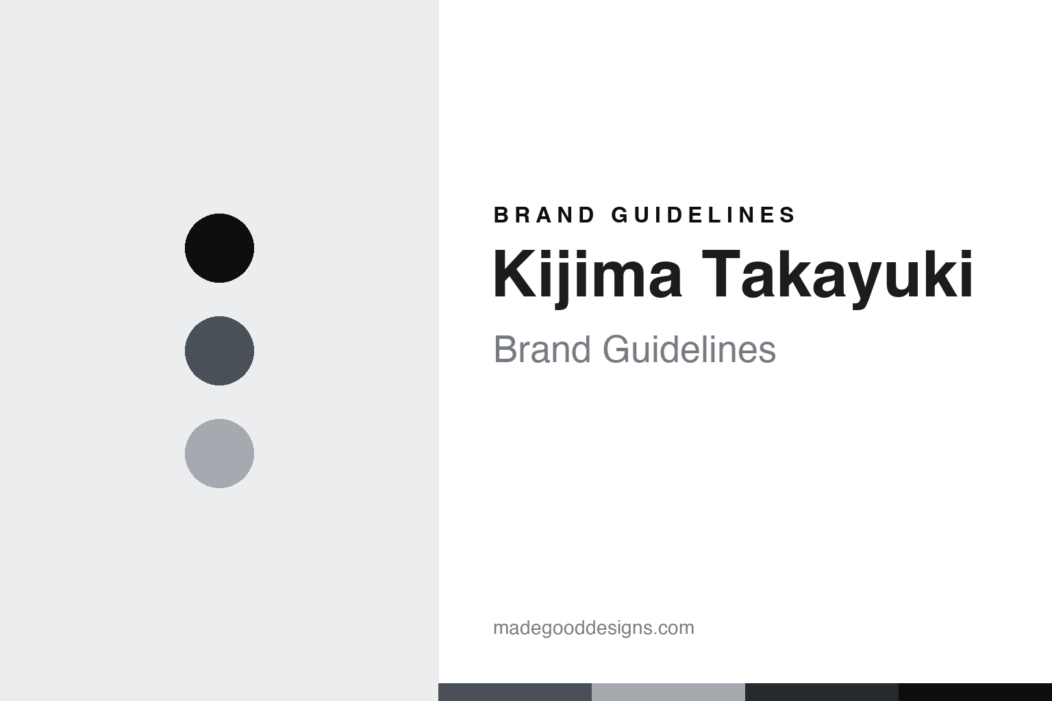 Kijima Takayuki brand guidelines — abstract graphite colour discs and felt/straw-texture homage, not a Kijima Takayuki hat or label