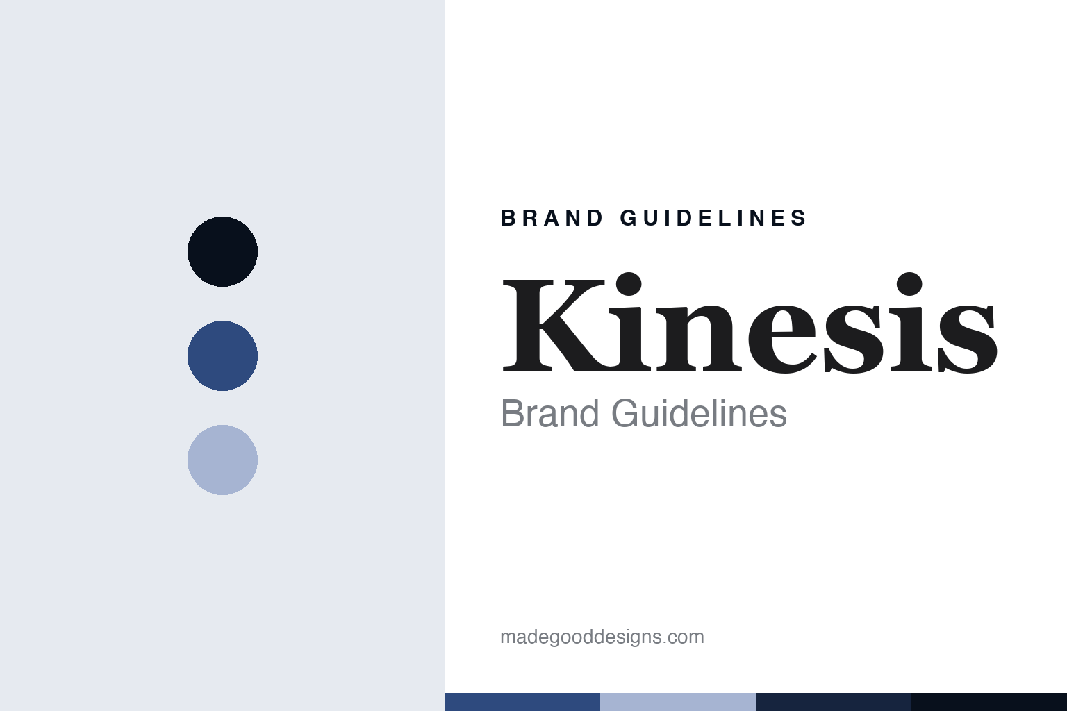 Kinesis brand guidelines — abstract Advantage-indigo palette and Advantage-serif homage (not a Kinesis asset)