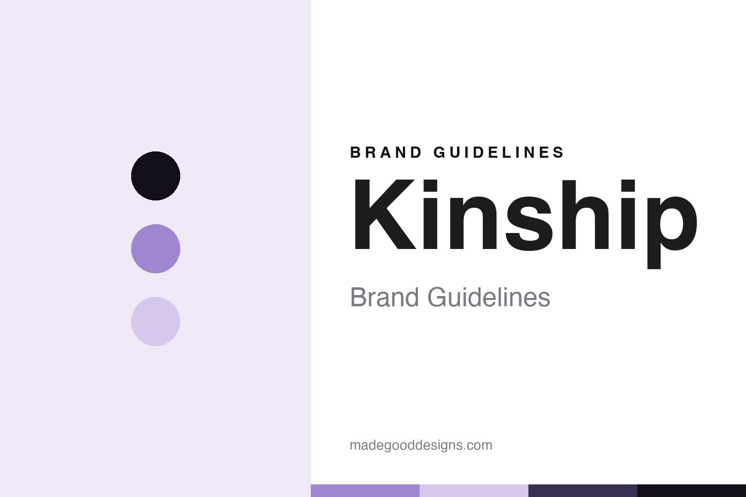 Kinship brand guidelines abstract homage cover: soft-lilac colour discs and sunscreen texture, not an official asset