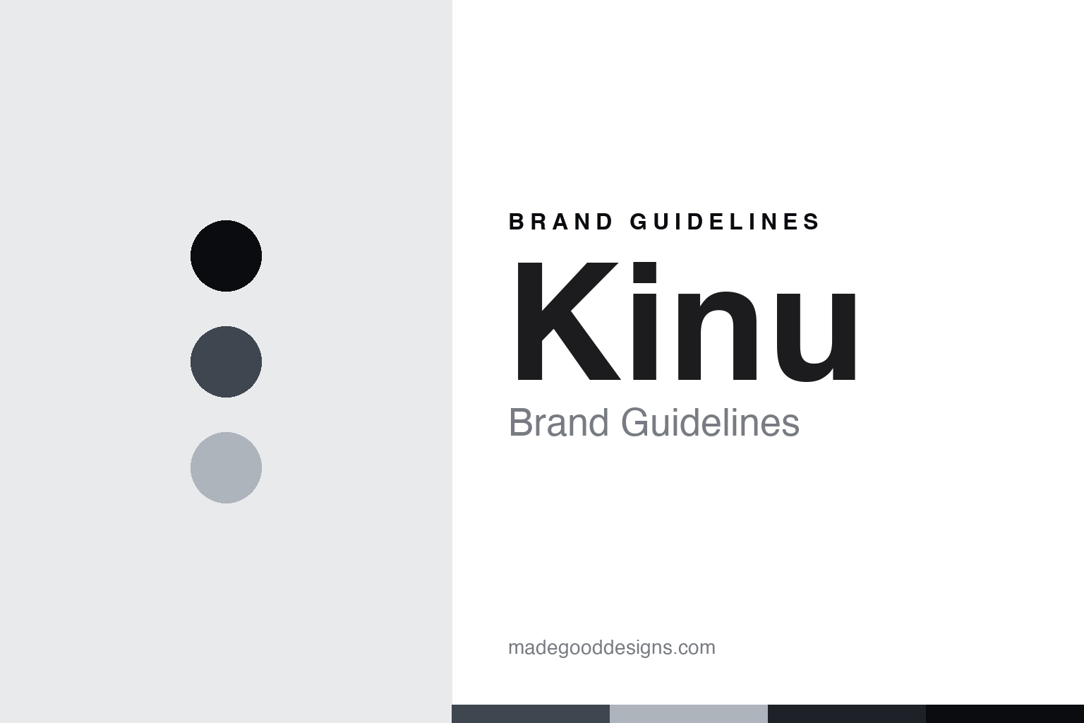 Kinu brand guidelines — abstract homage cover in gunmetal, ink and silver; not a Kinu product or logo