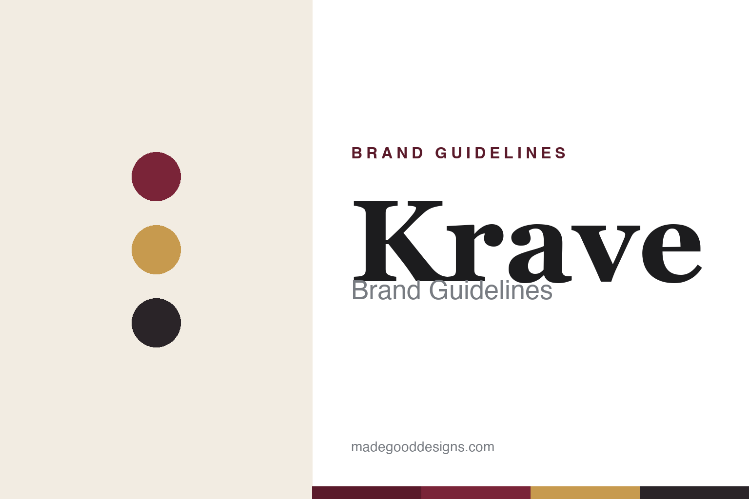 Abstract burgundy-and-gold palette homage for the Krave brand guidelines (not the Krave logo)