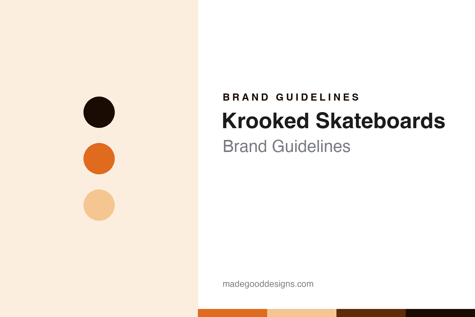 Krooked Skateboards brand guidelines - abstract Gonz-orange colour discs and maple-veneer texture, an unofficial design homage