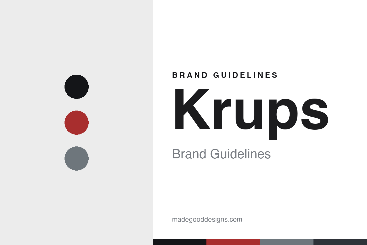 Krups brand guidelines cover — abstract colour-disc homage