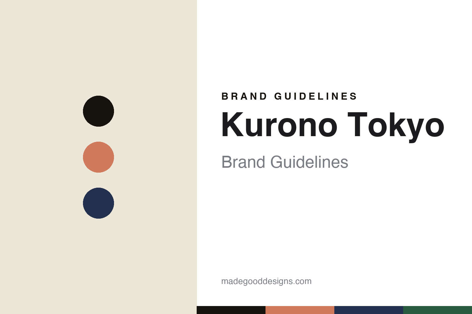 Kurono Tokyo brand guidelines — abstract colour-disc homage (salmon and midnight), not the Kurono dials