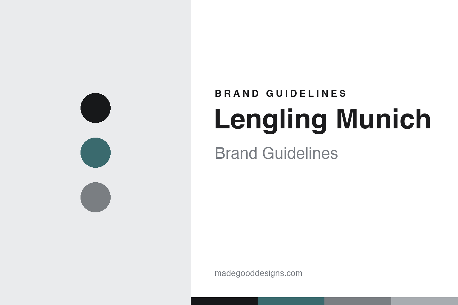 Abstract homage cover for Lengling Munich brand guidelines — colour discs and swatches, not a Lengling Munich asset