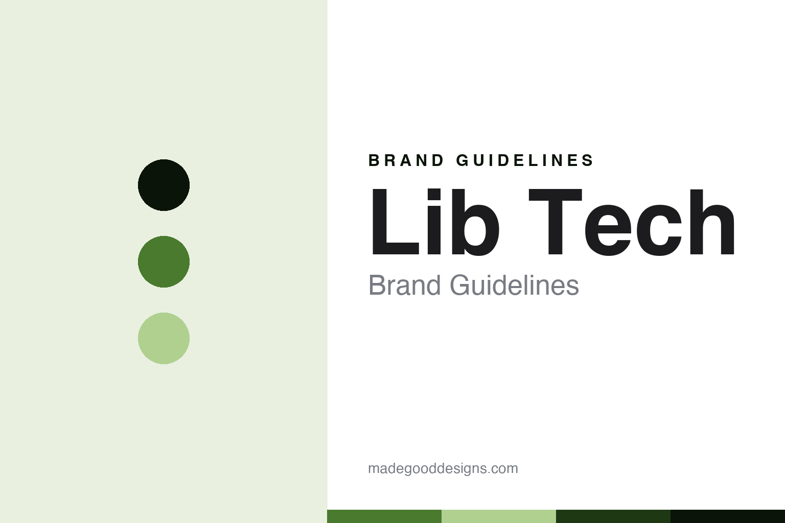 Lib Tech snowboards brand guidelines — abstract eco-green palette and eco-sans cover homage (not affiliated)