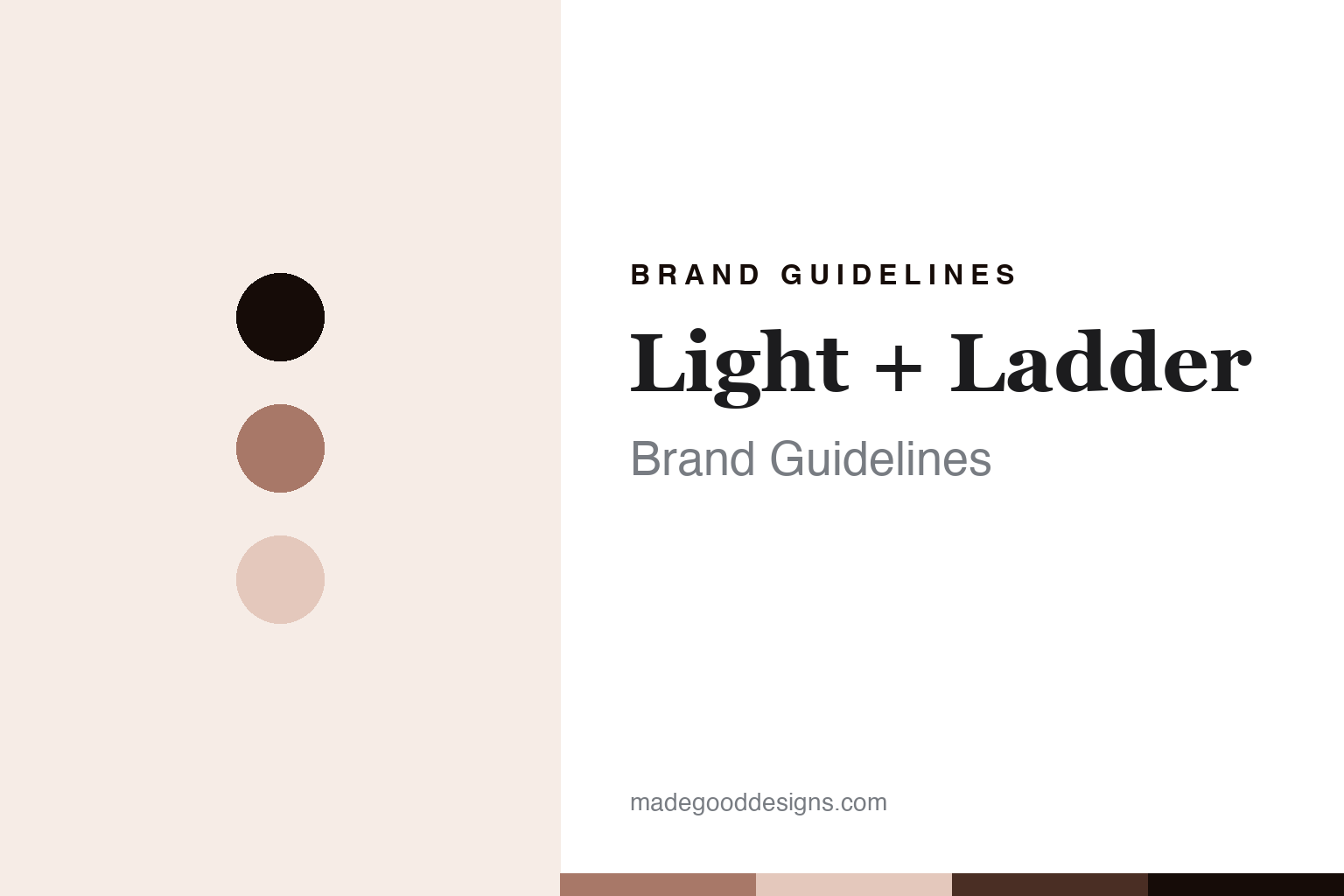 Light and Ladder brand guidelines cover - abstract taupe-rose discs and ceramic-and-stone texture homage, no planter or logo