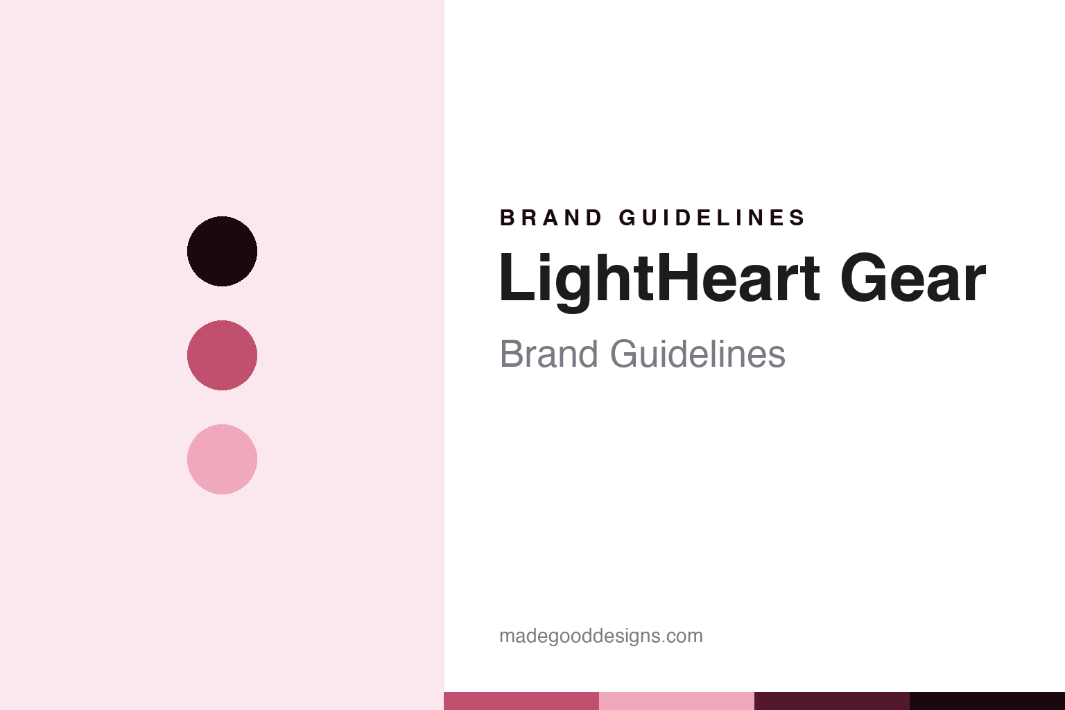 LightHeart Gear brand guidelines cover - abstract coral colour discs and tent-fabric texture
