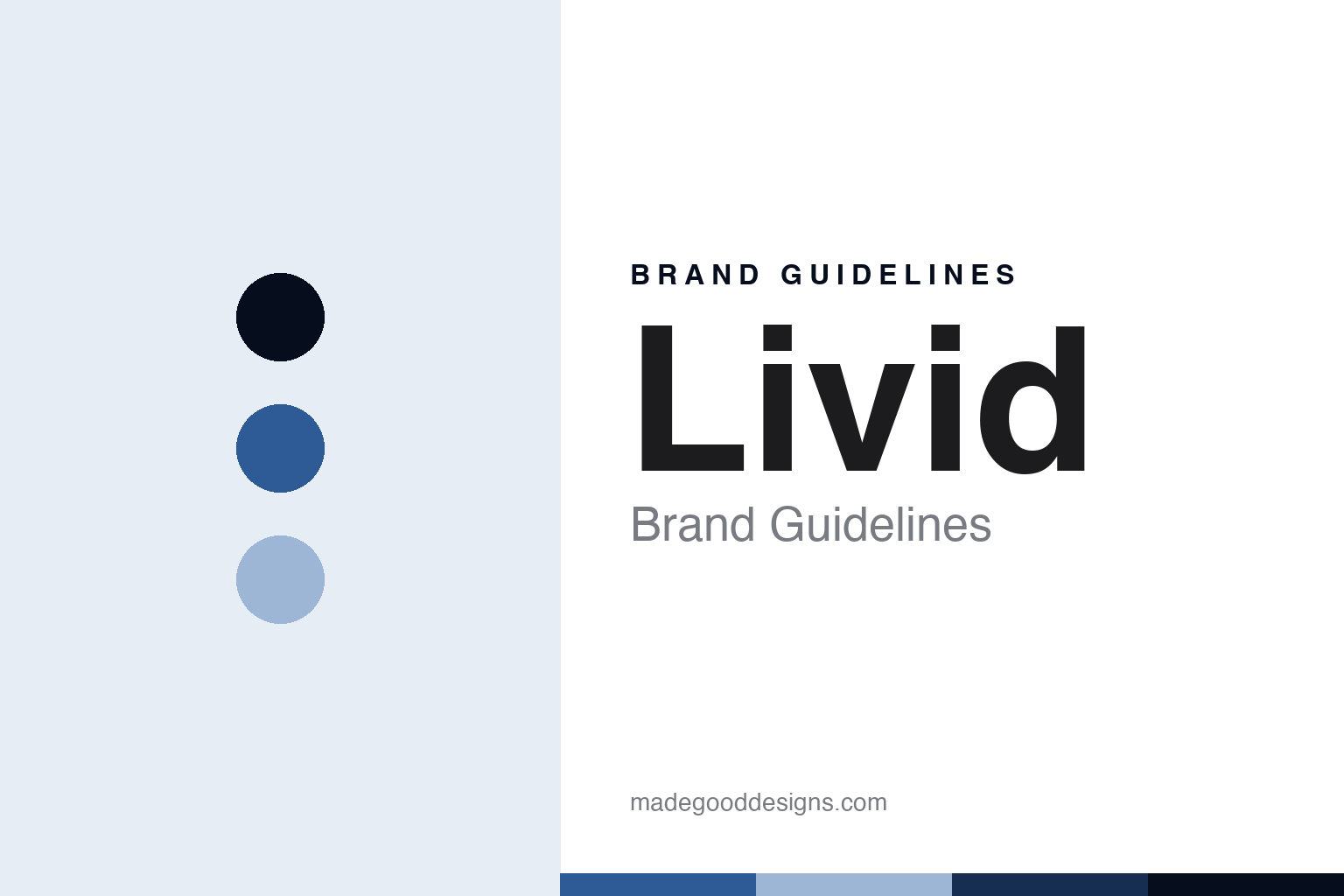 Livid brand guidelines cover — abstract Nordic-indigo and sky colour discs with a selvedge-denim texture homage (not a Livid jean, stitch or mark).