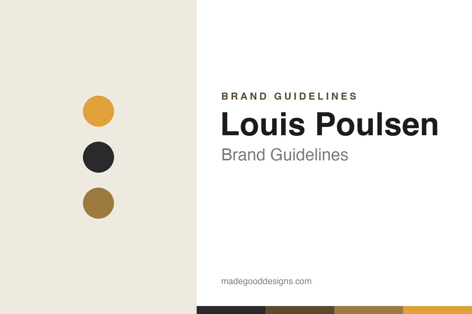 louis-poulsen brand guidelines — abstract homage cover (palette discs and colour band); not an official louis-poulsen asset
