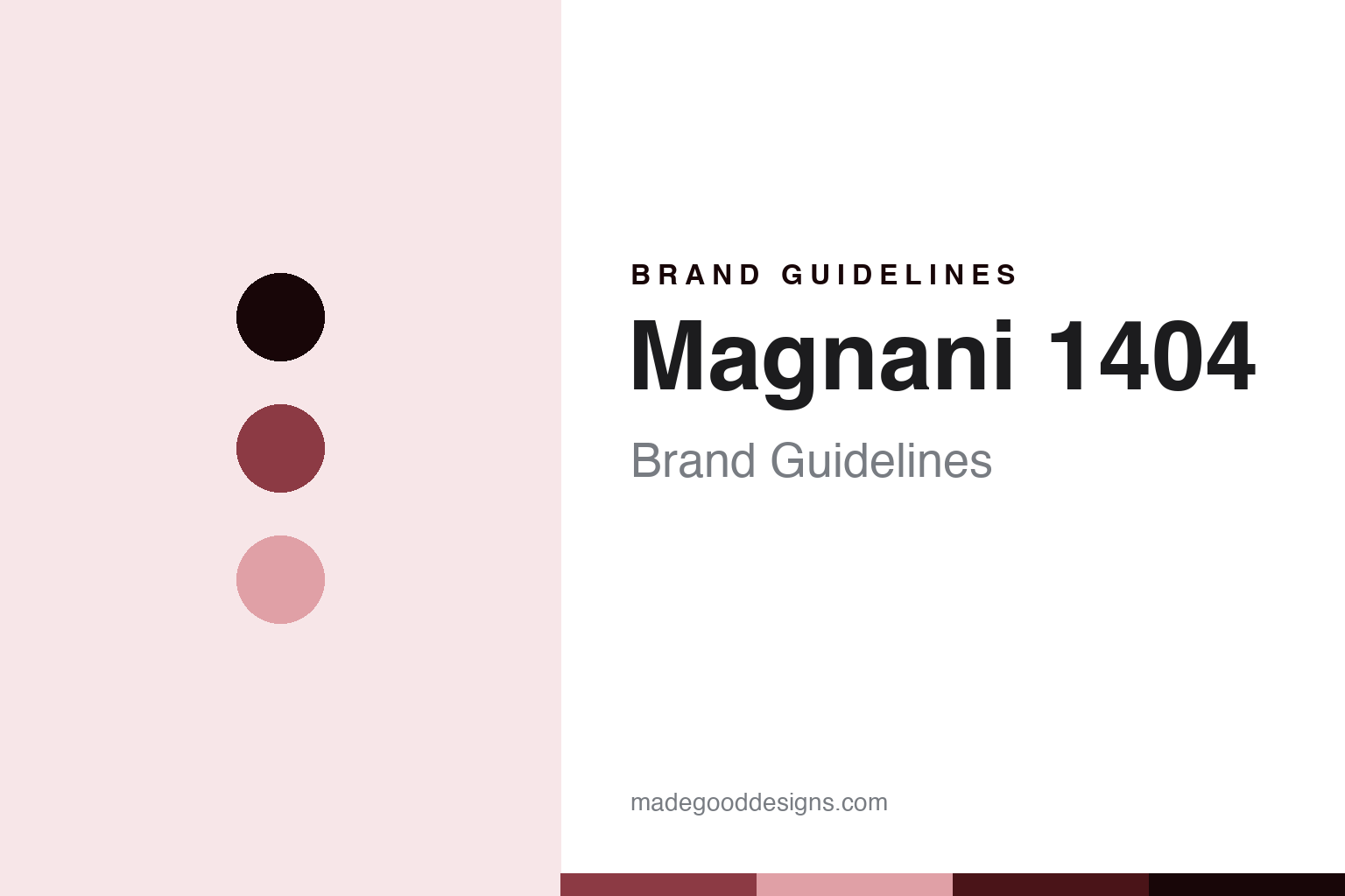 Magnani 1404 brand guidelines cover, abstract colour discs and cotton-rag texture in Tuscan wine