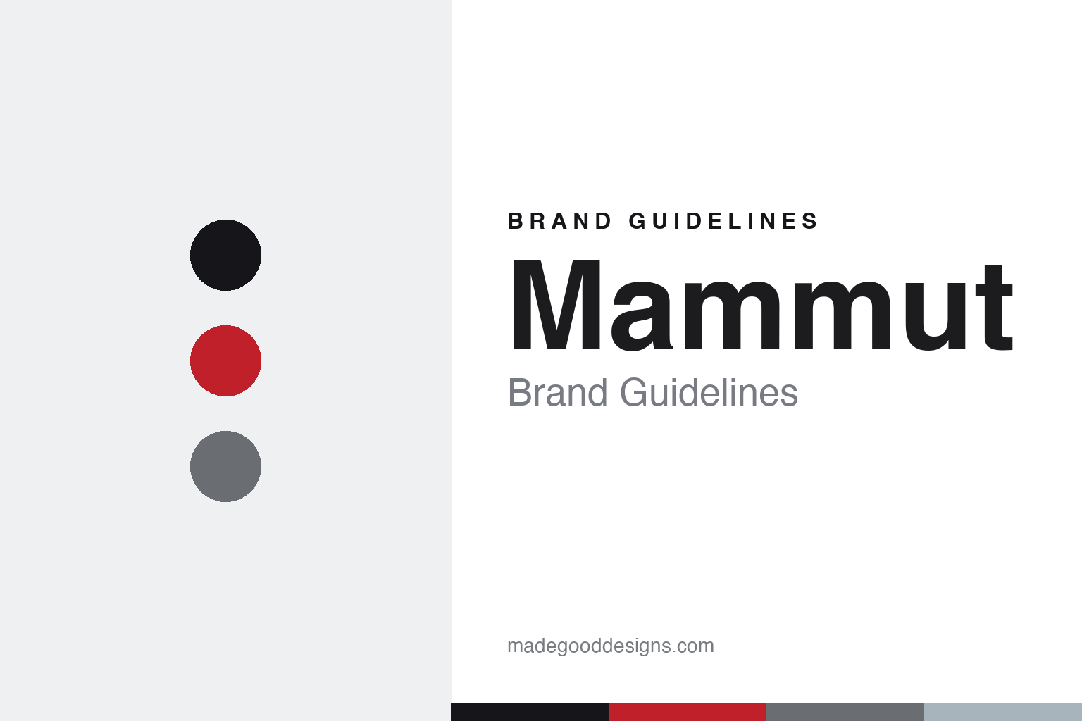 Mammut brand guidelines cover — abstract alpine-red colour-disc homage (not the Mammut logo or mammoth mark)