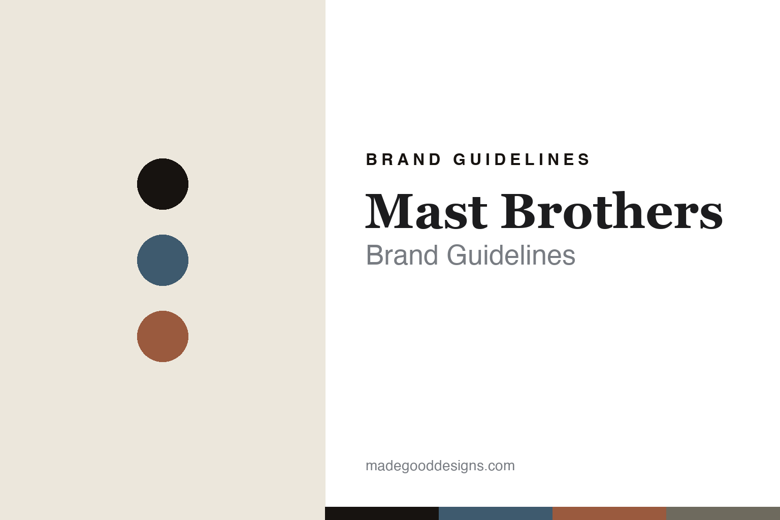 Abstract slate-and-brick colour-disc homage to Mast Brothers' patterned-wrapper chocolate identity (not the Mast Brothers packaging)