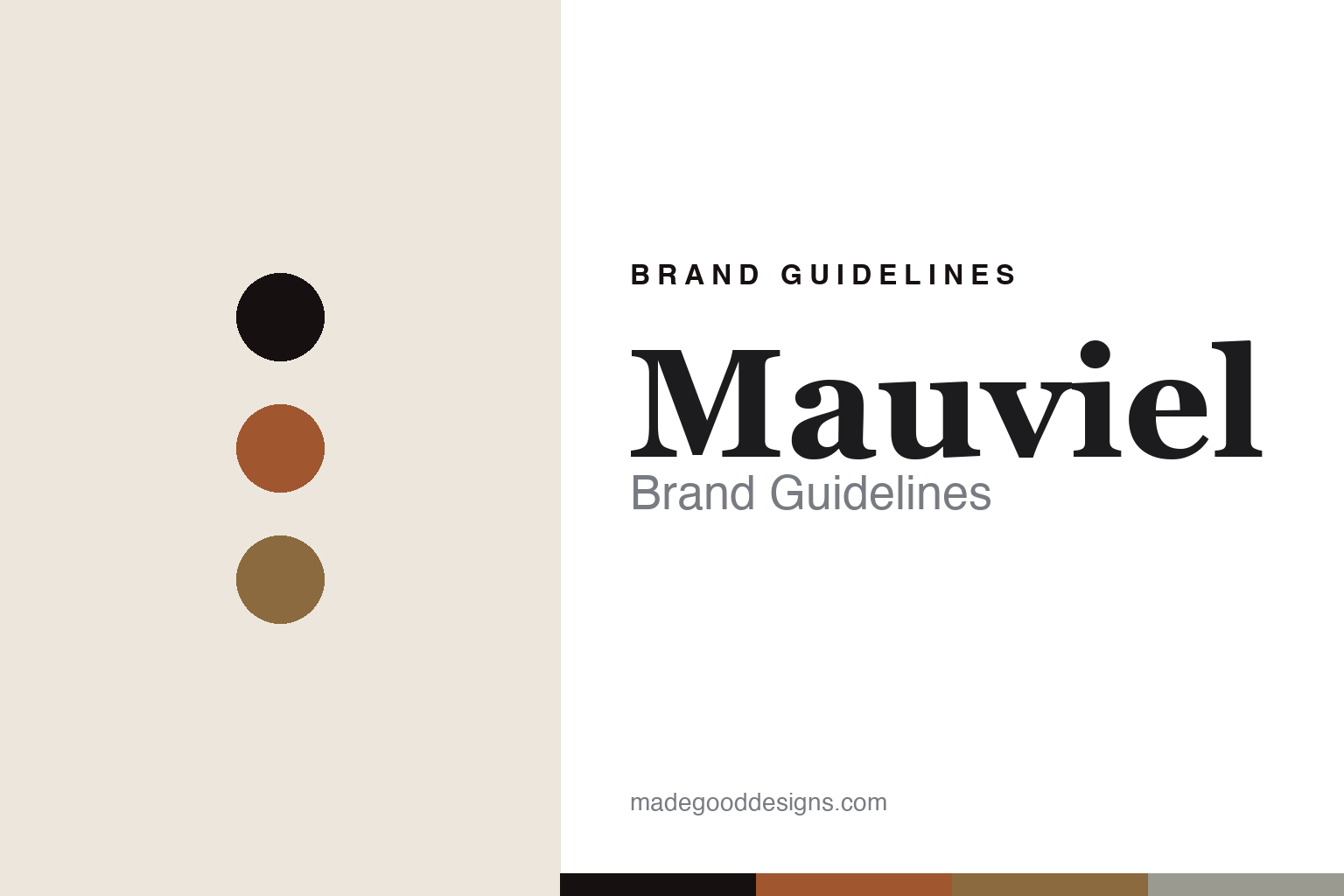 Abstract homage cover for Mauviel brand guidelines — colour discs and swatches, not a Mauviel asset