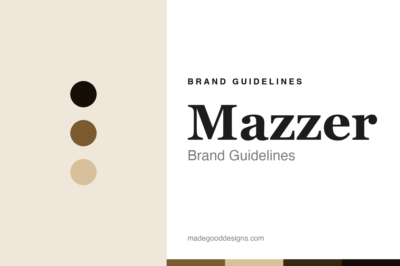 Mazzer brand guidelines — abstract homage cover in bronze, ink and sand; not a Mazzer product or logo