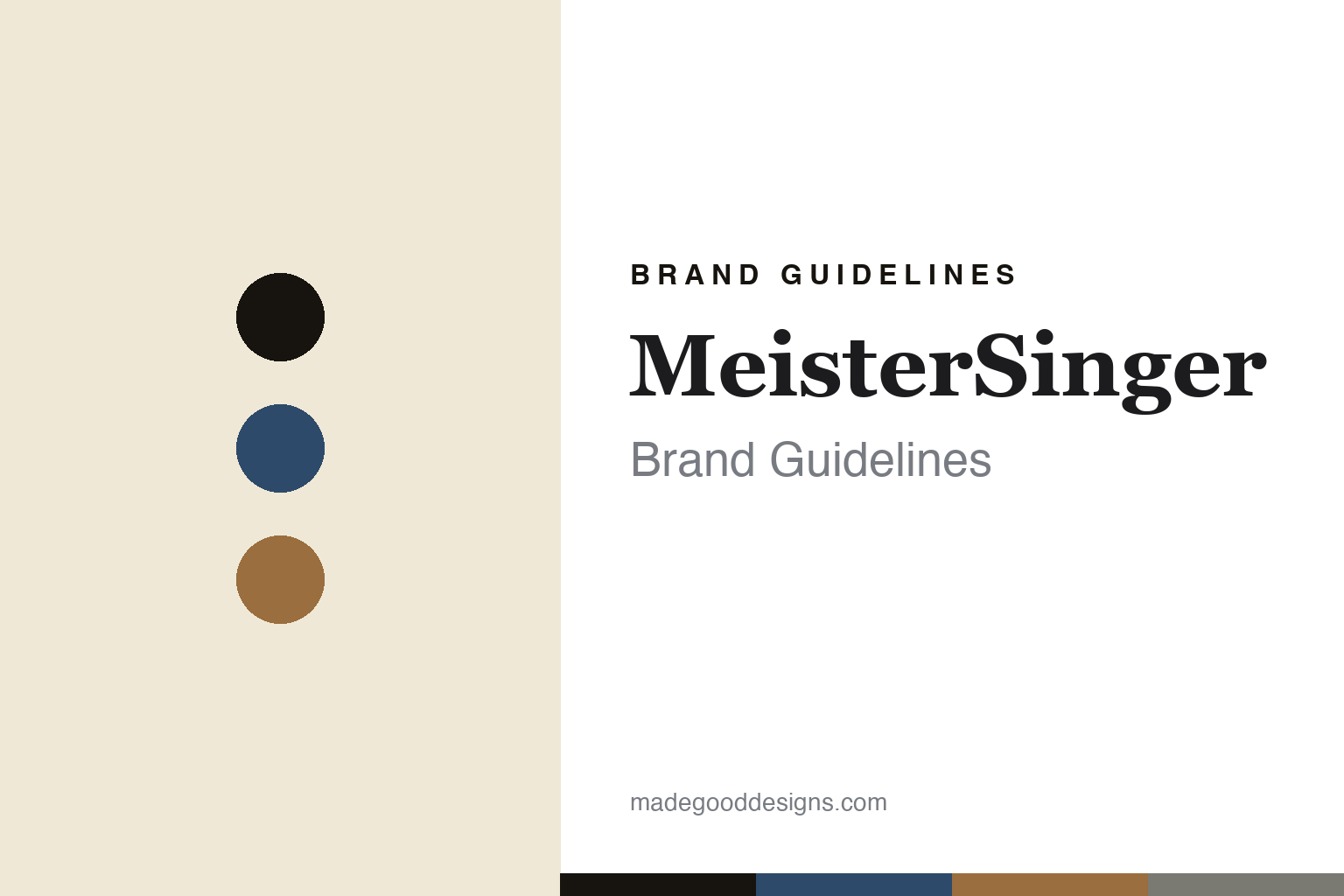 MeisterSinger brand guidelines — abstract colour-disc homage (blue and bronze), not the MeisterSinger dials