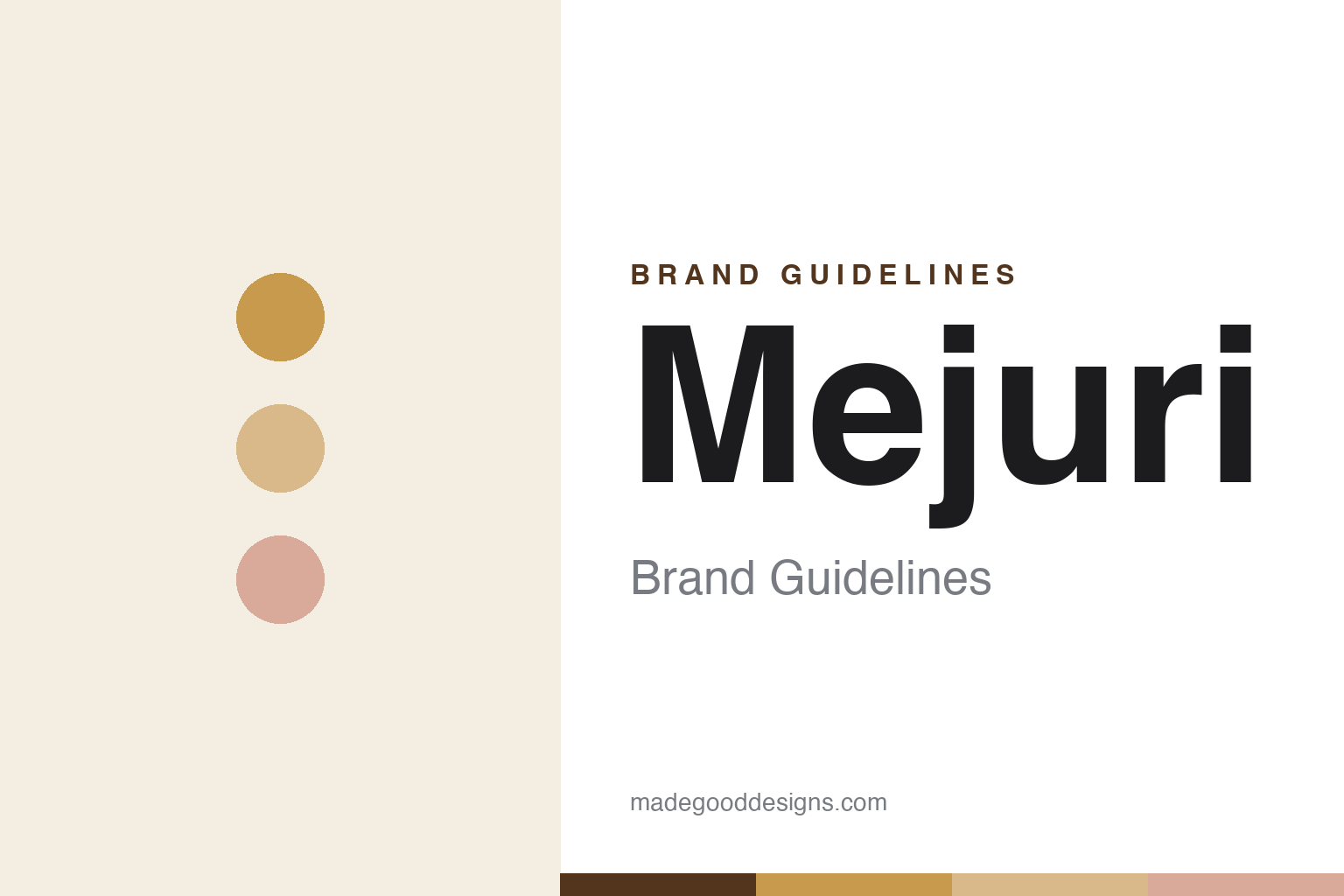 Abstract homage cover for Mejuri brand guidelines — gold, warm-tan and nude discs