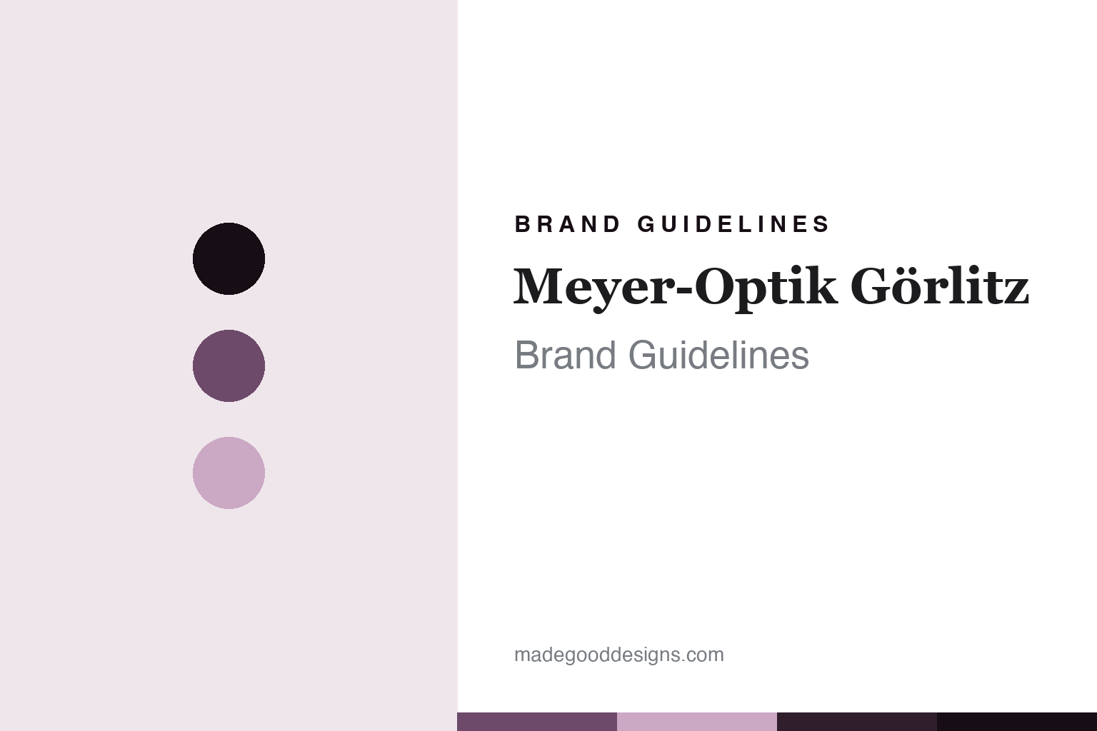 Meyer-Optik Görlitz brand guidelines — abstract homage cover in bokeh mauve, ink and lilac; not a Meyer-Optik Görlitz product or logo