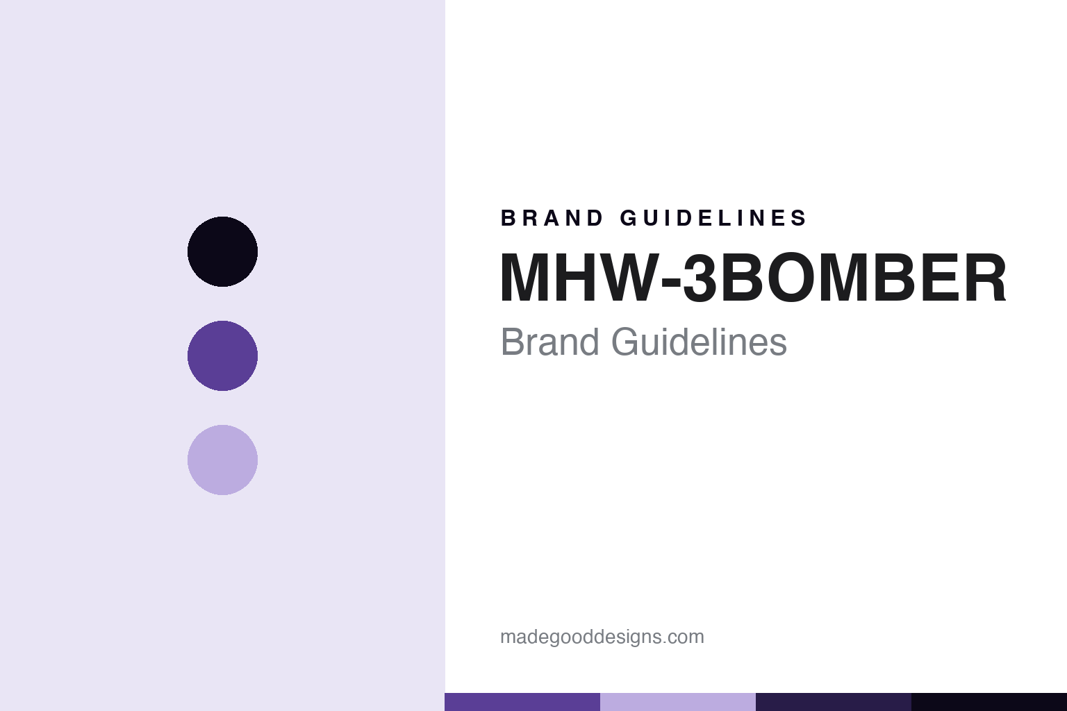 MHW-3BOMBER brand guidelines — abstract homage cover in violet, ink and lilac; not a MHW-3BOMBER product or logo