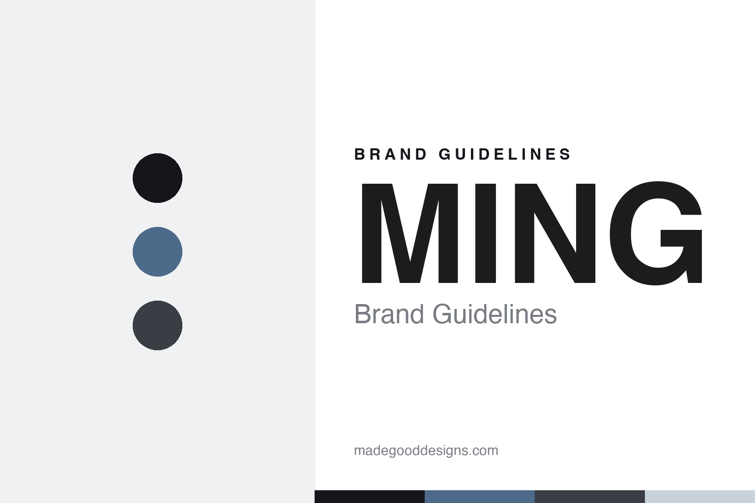 MING brand guidelines — abstract colour-disc homage (smoke blue and anthracite), not the MING dials