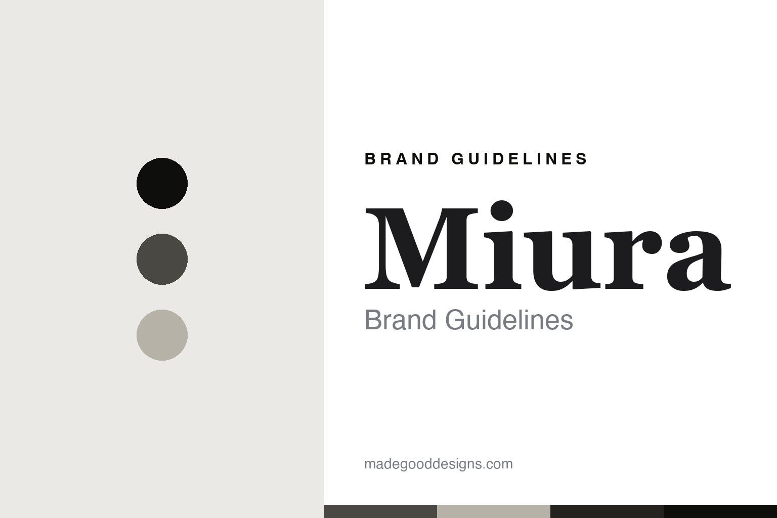 Miura golf brand guidelines — abstract forge-grey palette and craft-serif cover homage (not affiliated)
