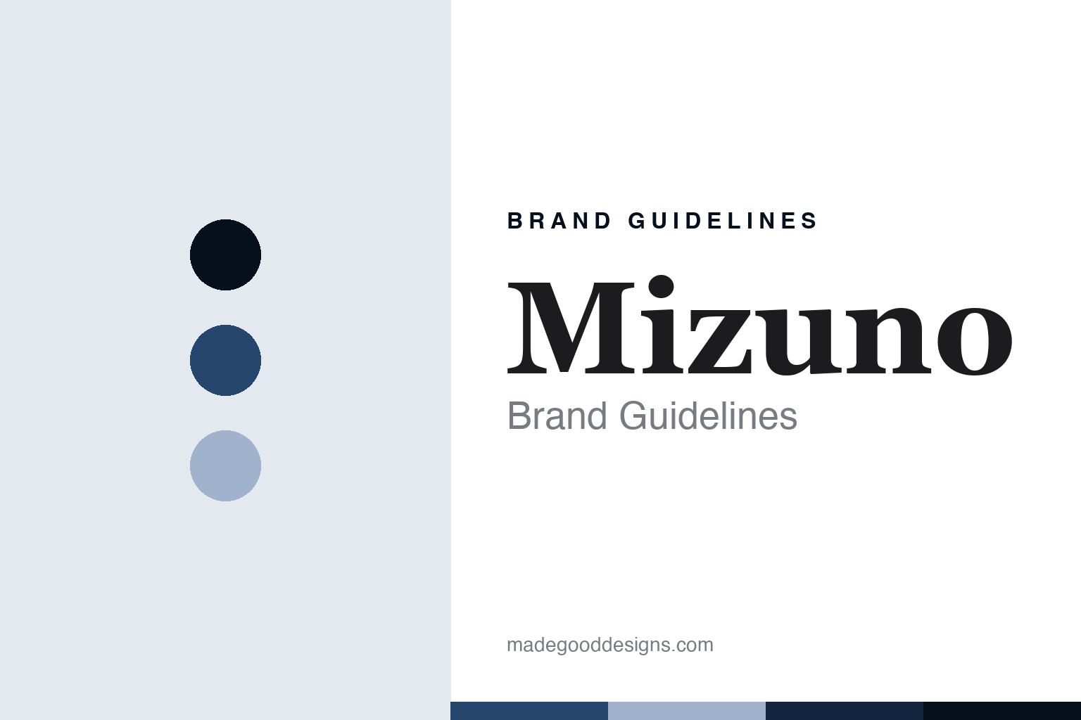 Mizuno golf brand guidelines — abstract steel-blue palette and forged-serif cover homage (not affiliated)