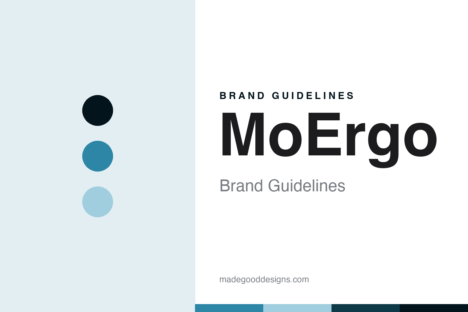 MoErgo brand guidelines — abstract contour-cyan palette and keywell-sans homage (not a MoErgo asset)