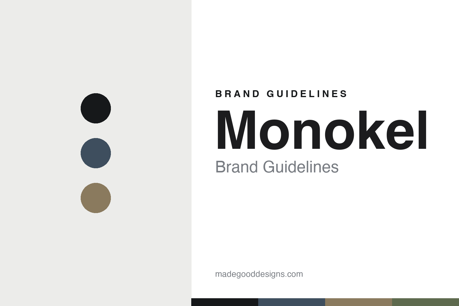 Monokel brand guidelines — abstract colour-disc homage cover