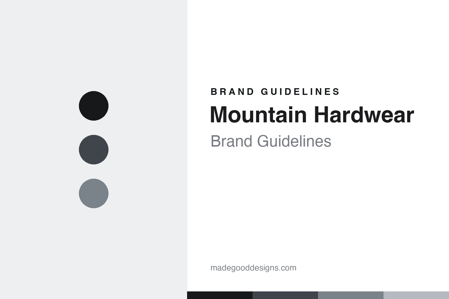 Mountain Hardwear brand guidelines cover — abstract monochrome colour-disc homage (not the Mountain Hardwear logo)