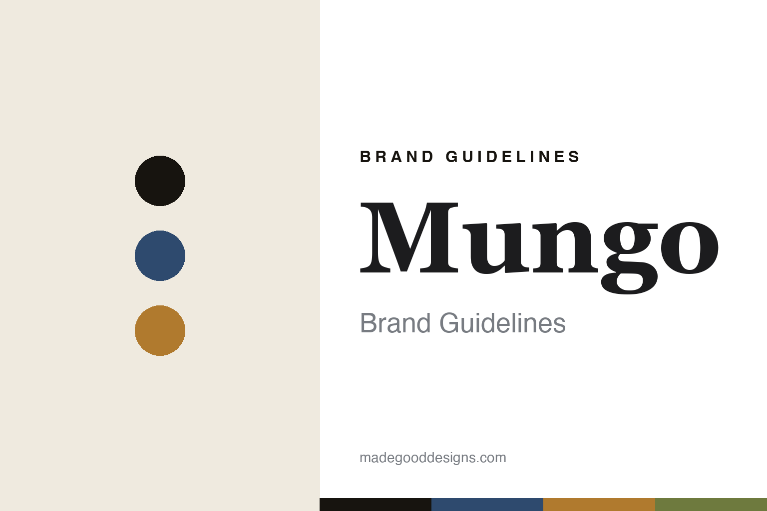 Mungo brand guidelines cover — indigo-and-ochre palette with abstract weave-texture homage (not the Mungo weaves)