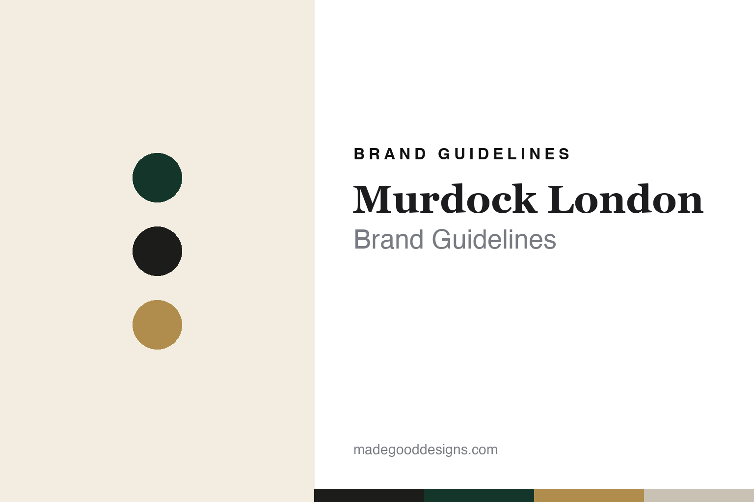 Murdock London brand guidelines — abstract homage cover (cream and charcoal palette; not a Murdock London asset)