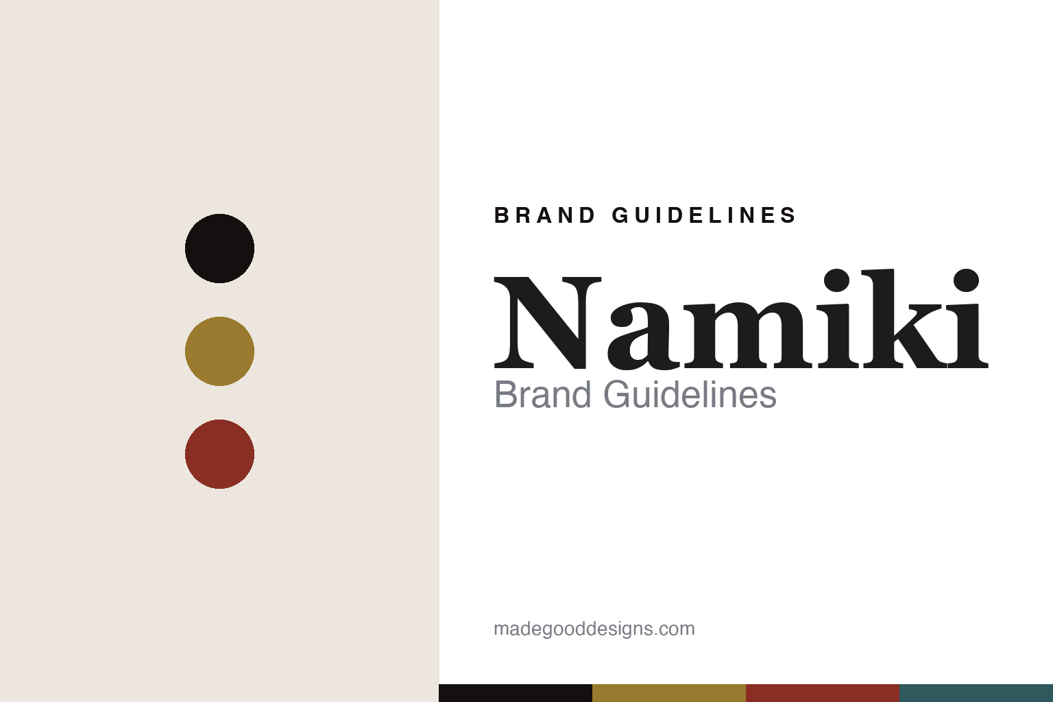 Abstract homage cover for Namiki brand guidelines — colour discs and swatches, not a Namiki asset